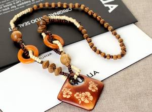 Fabrika Outlet Bohemian Vintage etnik ahşap yıldız ay uzun el yapımı mala boncuk kolye ve kadınlar için kolye bildirimi kolye - Product Image 4