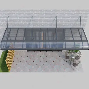 ระบบกันสาดโครงอลูมิเนียมแบบเรียบง่ายแผงโพลีคาร์บอเนตกลางแจ้งแบบมีหลังคาทรงเอียงติดตั้งง่ายกันสาดแบบชายคา - Product Image 1