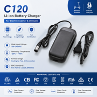Chargeur de batterie Li-ion OEM EMC Standard FCC EN55032 C120 pour trottinette électrique, monocycle, GaN sans ventilateur, indicateur LED bicolore, ETL