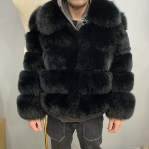 Giacca Bomber da <span class=keywords><strong>Uomo</strong></span> Invernale Calda e Spessa in Vera <span class=keywords><strong>Pelliccia</strong></span> di Volpe Nera a Pelo Intero - Product Image 4