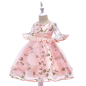 Le Ragazze Del Merletto Ricamato di Fiori <span class=keywords><strong>da</strong></span> Sposa Della Principessa Battesimo Del <span class=keywords><strong>Vestito</strong></span> a Maniche Lunghe Formale Abiti <span class=keywords><strong>da</strong></span> Festa <span class=keywords><strong>per</strong></span> Il Bambino Del Bambino Della Ragazza - Product Image 2