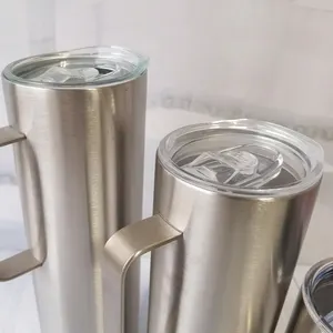 16oz 20oz düz Tumbler çift duvar vakum yalıtımlı şarap kadehi sıska kolu süblimasyon boşlukları açık yürüyüş yapılan Metal