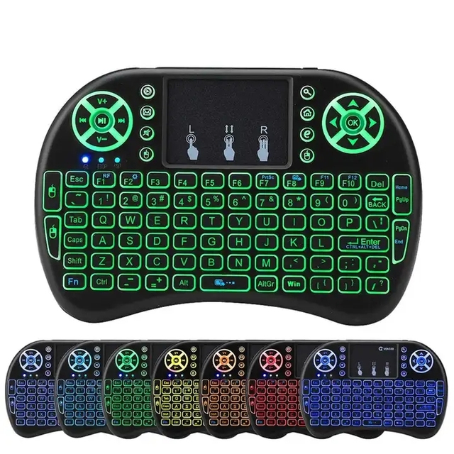7 Colors Backlit I8 Mini Keyboard 2.4 GHz English Russian 3 Color air Mouse With Touchpad Remote Control Use for Android TV Box