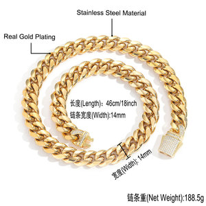 Hip Hop Stainless Steel 3D Cuban Link <b>Chain</b> with Zirconia Buckle <b>Titanium</b> Steel Necklace & Bracelet - Product Image 3
