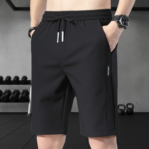 Shorts de sport décontractés d'été pour hommes OEM O&M, taille élastique, séchage rapide, légers, motif uni, cinq quarts - Product Image 5