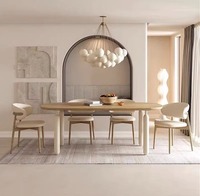 Table à manger ovale en bois de frêne crème, style minimaliste nordique, forme allongée, taille personnalisable, mobilier de salle à manger pour la maison et l'hôtellerie/villa