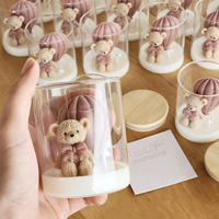 Bougies personnalisées en forme d'ours en peluche pour baby shower, faites à la main en cire de soja, bougies parfumées mignonnes en forme d'ours avec personnalisation pour cadeaux bébé garçon fille