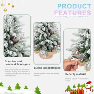 BGH 3ft PE/PVC albero di natale di alta qualità di pino artificiale albero di iuta con 14 frutti rossi supporto in metallo per la decorazione della casa - Product Image 4