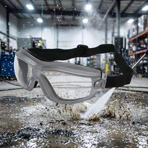 Lunettes de sécurité anti-liquide EN ISO 16321 ANSI Z87.1 Cadre TPR double injection Bande élastique Lentille grise transparente - Product Image 1