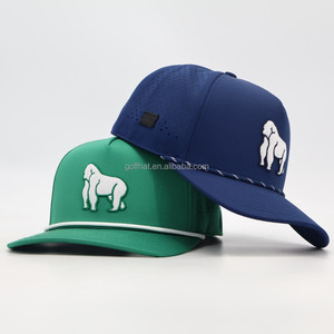 Fashion Custom Embroidered Logo 5 Panel <b>Waterproof</b> Polyester Sport Golf Hat Laser Perforated Rope Baseball <b>Cap</b> - Product Image 1