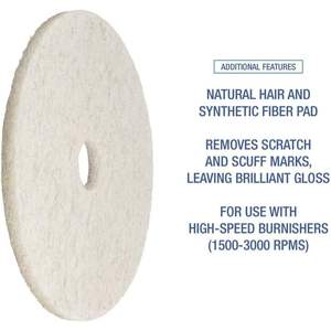 Pads de polissage de sol naturels de 24 pouces Boardwalk BWK4024NAT, blancs (5/carton) - Product Image 6