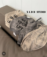 Ensemble 2 pièces en jean pour enfants (filles et garçons) : Sweat-shirt court et pantalon de jogging, survêtement 3D, tenue décontractée automne-hiver, vente en gros OEM