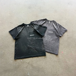 T-shirt personnalisé effet vieilli 100 % coton col rond délavé soleil pour homme, léger, confortable, coupe ample et carrée - Product Image 4