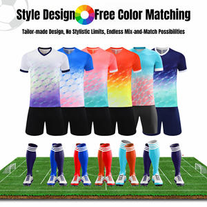 कस्टम यूनिसेक्स ग्रीष्मकालीन फुटबॉल जर्सी सेट वयस्क प्रतियोगिता प्रशिक्षण टीम वर्दी वी-गर्दन शॉर्ट आस्तीन शर्ट नंबर प्रिंटिंग - Product Image 2