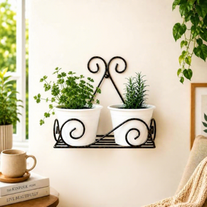 Supports muraux vintage en métal pour fleurs, finition thermolaquée, pour usage intérieur et extérieur, style rustique, jardinières suspendues - Product Image 3