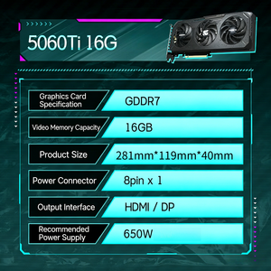 NUEVA Tarjeta Gráfica GIGABYTE GDDR7 GeForce RTX 5060Ti 16G GAMING OC, Componentes para Computadora de Escritorio para Juegos, en Stock - Product Image 2