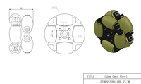 Roue omnidirectionnelle de 152 mm (6 pouces) NW152A, boîtier en acier, roulettes en PU, 100 kg, robot AGV