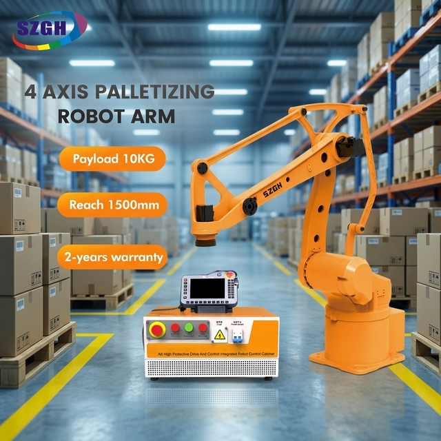 Industrial Robot Solutions Low Cost 4 Axis Industrial Pick Place Robot Arm Palletizing Robot Motor Gearbox 10KG Payload 1500mm