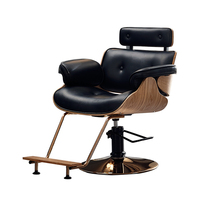Fauteuil de Barbier Hydraulique à Cadre Marron et Revêtement en Similicuir Noir, Prix de Gros Usine, pour Coiffure