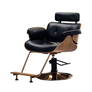 Fauteuil de Barbier Hydraulique à Cadre Marron et Revêtement en Similicuir Noir, Prix de Gros Usine, pour Coiffure - Product Image 3