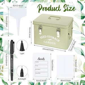 Green Metal Garden <strong>Seed</strong> <strong>Storage</strong> Box <strong>Seed</strong> Packet <strong>Storage</strong> with Lid and Lock for Gardening Organization - Product Image 2