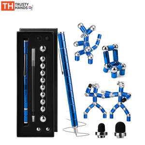 Pena Fidget magnetik gaya biru Royal Multi Warna Logo kustom dan paket hadiah mainan Magnet ukuran sedang multifungsi - Product Image 1