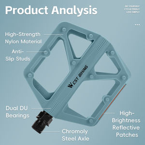 WEST BIKING Nylon haute résistance multicolore double roulement <span class=keywords><strong>DU</strong></span> pédale de vélo vtt anti-dérapant réfléchissant double roulements pédales de vélo - Product Image 4