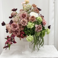 Bouquet de fleurs artificielles en soie rose nude, rose brun, rose poudré, rose hortensia pour centre de table, boule de fleurs suspendue, composition florale colorée