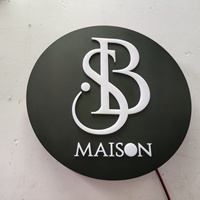 Enseigne lumineuse personnalisée en acrylique ronde avec logo rétroéclairé 3D LED pour la décoration intérieure des bureaux et des magasins de détail - Résistante à l'eau et écologique