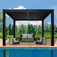 Pergola extérieure moderne de luxe en aluminium, toit à lames imperméable, pergola de jardin en métal
