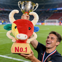 Vente en gros usine, échantillon de peluche taureau trophée coloré, design professionnel personnalisé, mascotte n°1, en coton PP