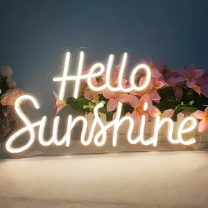 2023 Nieuwe Product Hello Sunshine Anime Neon Sign Warm Wit Kleur Voor Kantoor, Slaapkamer, Thuis, art Muur, Bar, Party Decoratie