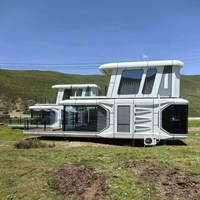 Maison capsule à deux étages écologique et durable, maison modulaire de luxe moderne, duplex compact avec terrasse pour chambre à coucher, utilisation mobile