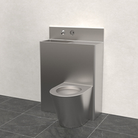 Évier de toilette monobloc personnalisable en acier inoxydable au design moderne avec siphon en P pour la salle de bain, prison intégrée en acier