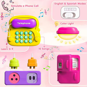 54 en 1 bébé occupé conseil Montessori apprentissage jouet té<span class=keywords><strong>l</strong></span>éphone avec anglais <span class=keywords><strong>espagnol</strong></span> Modes 10 chansons motricité voyage jouet <span class=keywords><strong>pour</strong></span> les tout-petits - Product Image 3