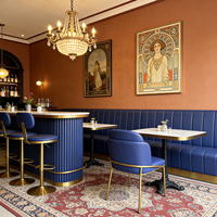 Ensemble de canapés en cuir bleu de haute qualité pour restaurants à thème haut de gamme