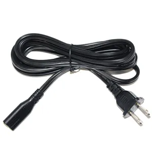 Black and White America standard USA laptop power cord AC extension NEMA 1-15P to C7 cable