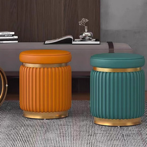 Taburete de salón de PUF otomano de terciopelo moderno de lujo tela personalizable para uso en apartamentos de Hotel - Product Image 6