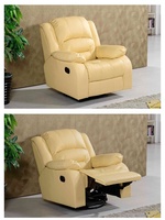 Fauteuil inclinable pivotant électrique moderne en cuir véritable de haute qualité avec télécommande et structure en acier allié pour home cinéma