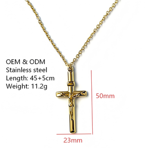 Trendy roestvrijstalen christelijk collier met kruis en Jezus hanger, waterdicht, 18K PVD verguld, religieuze sieraden, unisex, gebedssieraad - Product Image 2