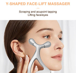 Rodillo Masajeador Facial Ergonómico en Forma de Y con 4 Opciones de Cabezal, Herramienta de Lifting con Textura de Diamante de Calabaza - Product Image 3