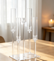 Candelabros Acrílicos Modernos y Económicos para Bodas, Portavelas Tipo Huracán, Decoración para Mesa de Boda, Centro de Mesa