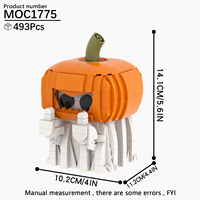 Kits de briques MOC pour enfants, thème Halloween : Créativité inspirée des films d'animation, horreur, citrouille, fantôme, conteneur, jouets de construction DIY MOC1775
