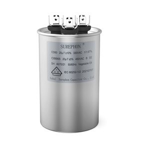 <span class=keywords><strong>Condensateur</strong></span> en boîtier aluminium <span class=keywords><strong>CBB65</strong></span> 20+10μF avec certificats TUV CE CQC, sortie d'usine, personnalisation OEM ODM du logo et de l'emballage - Product Image 1
