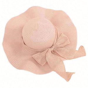 Chapeaux d'été en gros pour femmes, chapeau de soleil de plage en paille de papier pas cher, chapeau bob à large bord avec ruban - Product Image 4