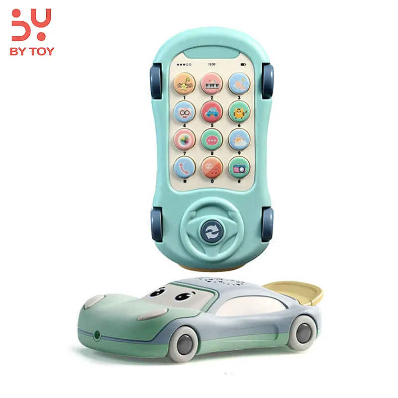 Sıcak satış çocuk ışık ve müzik yumuşak kauçuk çocuk öğrenme karikatür araba erken eğitim projeksiyon İngilizce cep telefonu bebek oyuncakları