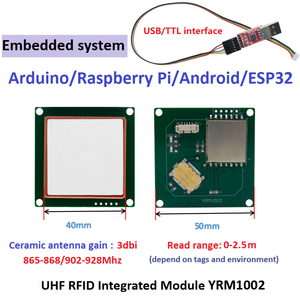 Módulo Lector RFID UHF Integrado Serie YRM1001 con Antena de Cerámica de 1dBi, Rango de Lectura de 0-40cm - Product Image 6