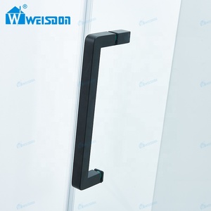 Puerta de <span class=keywords><strong>Bañera</strong></span> Corredera de <span class=keywords><strong>Vidrio</strong></span> <span class=keywords><strong>Templado</strong></span> Sin Marco de Acero Inoxidable de Alta Calidad Weisdon, Color Negro Mate - Product Image 4