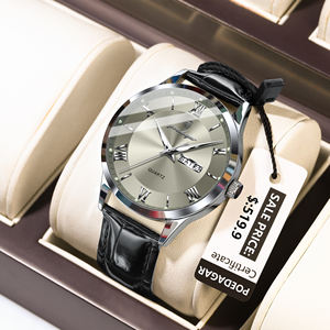 Orologio da <span class=keywords><strong>Uomo</strong></span> al Quarzo Poedagar 978 con Lussuoso Bracciale in Pelle, Luminoso e Impermeabile - Product Image 1