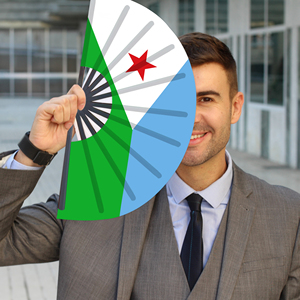 Abanicos Plegables de Bambú con la Bandera de Djibouti al por Mayor, Abanico de Mano para Carnaval, Boda, Festival, Fiesta, Agencia de Viajes - Product Image 3